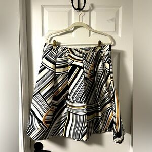 Lane Bryant Black White & Yellow Knee Length Skirt